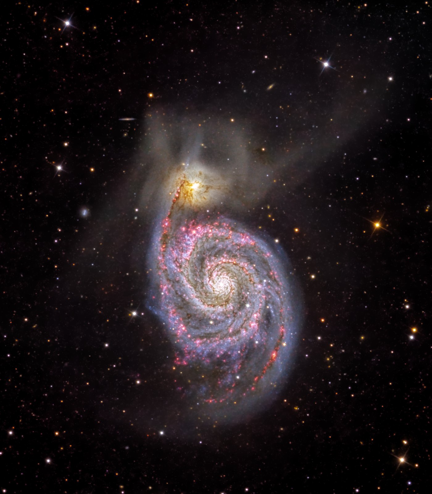 M51 (NGC 5194 and NGC 5195, Whirlpool Galaxy) in H-alpha and continuum light