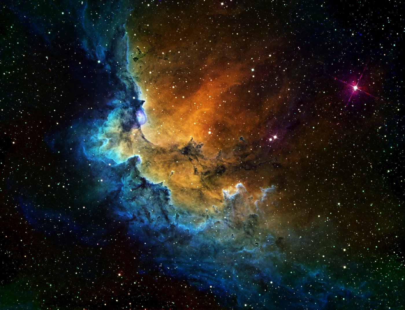SH2-142 (Wizard Nebula) in false colors (OHS)