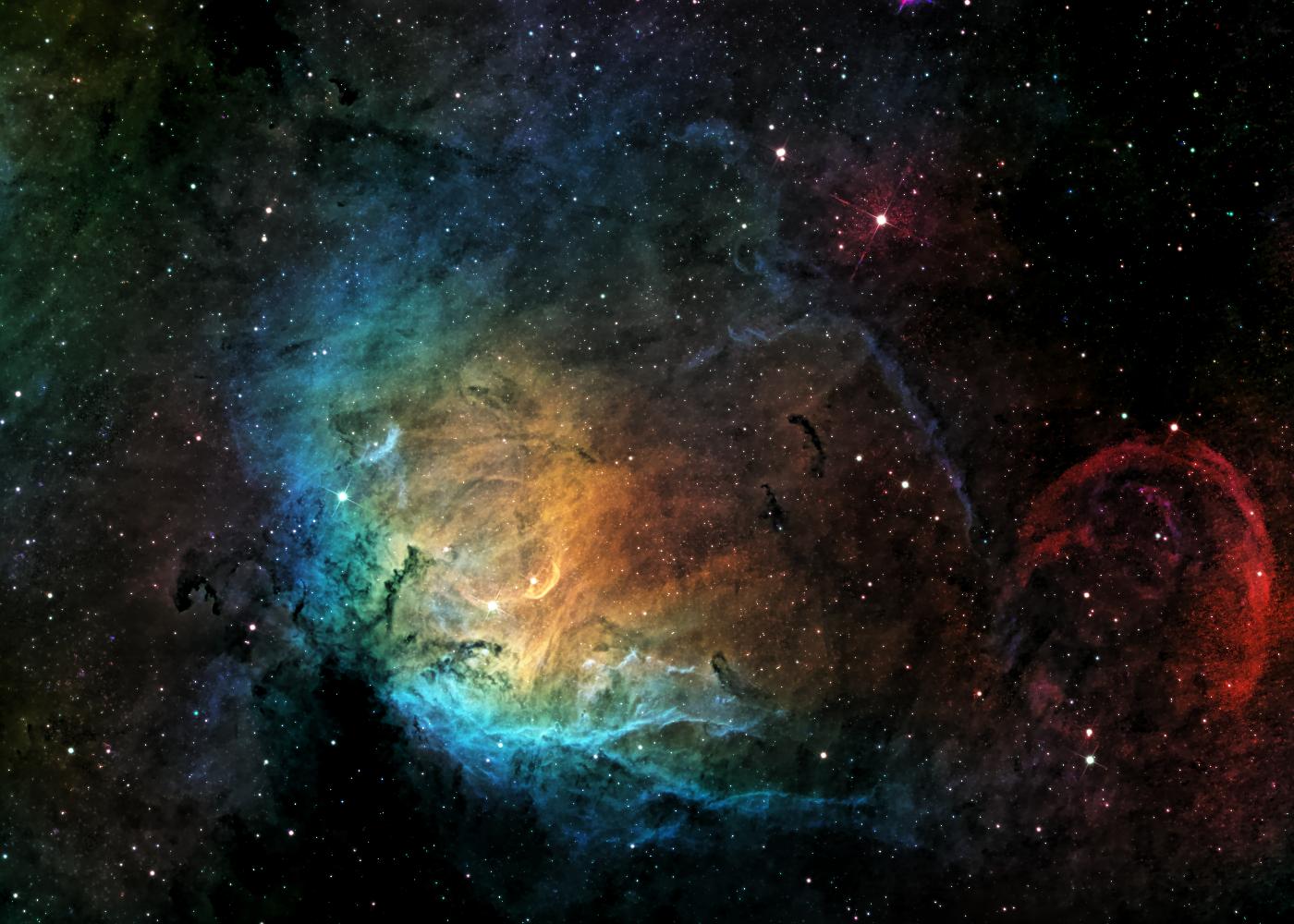 SH2-101 (Tulip Nebula) and jet nebula from black hole Cyg X-1 in false colors (OHS)