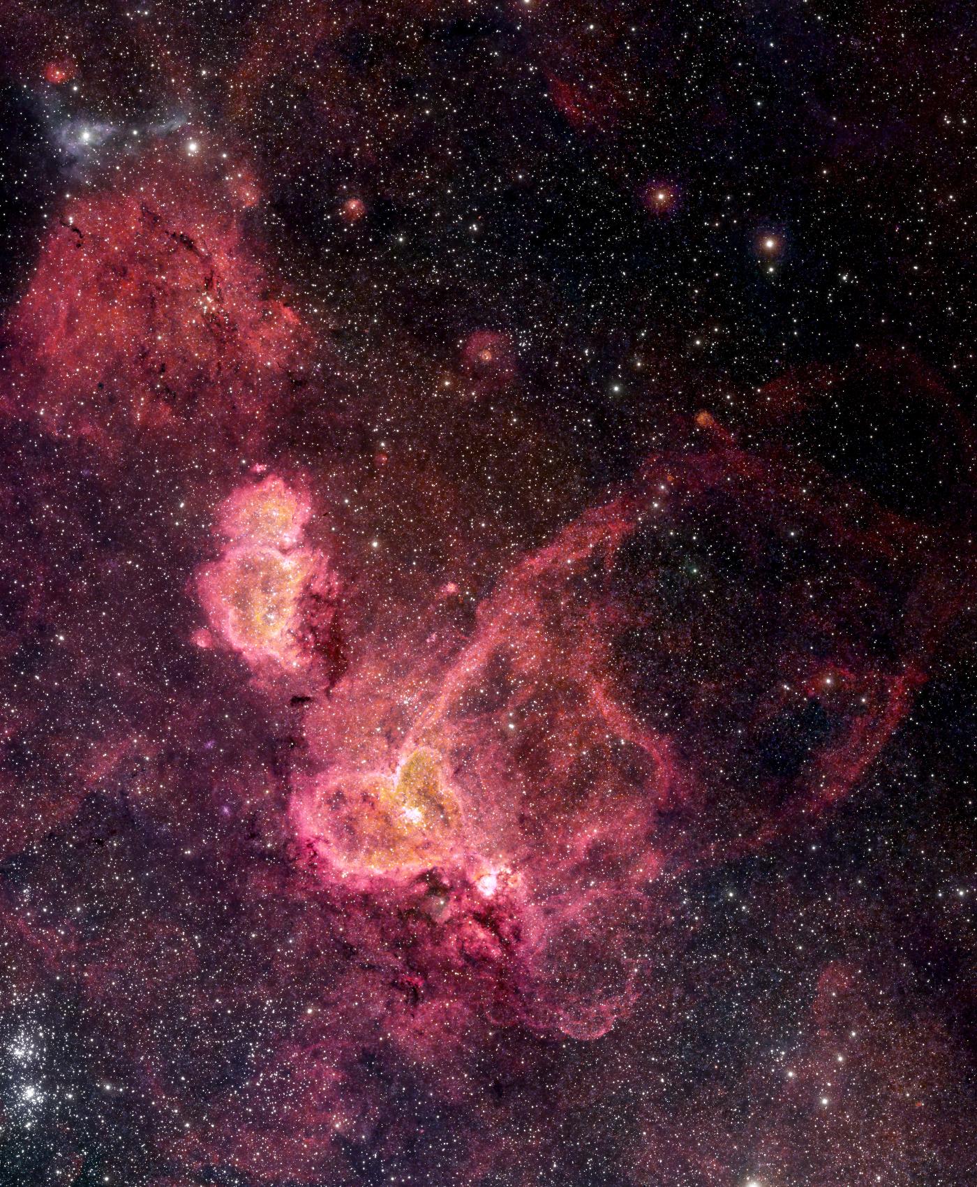 Man emission nebulae (including SH2-202, SH2-199 and SH2-190) and the reflection nebulae LBN 681, LBN 682 and LBN 684 SH2-131